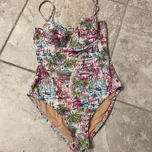 J Crew Colorful One Piece Swimsuit
